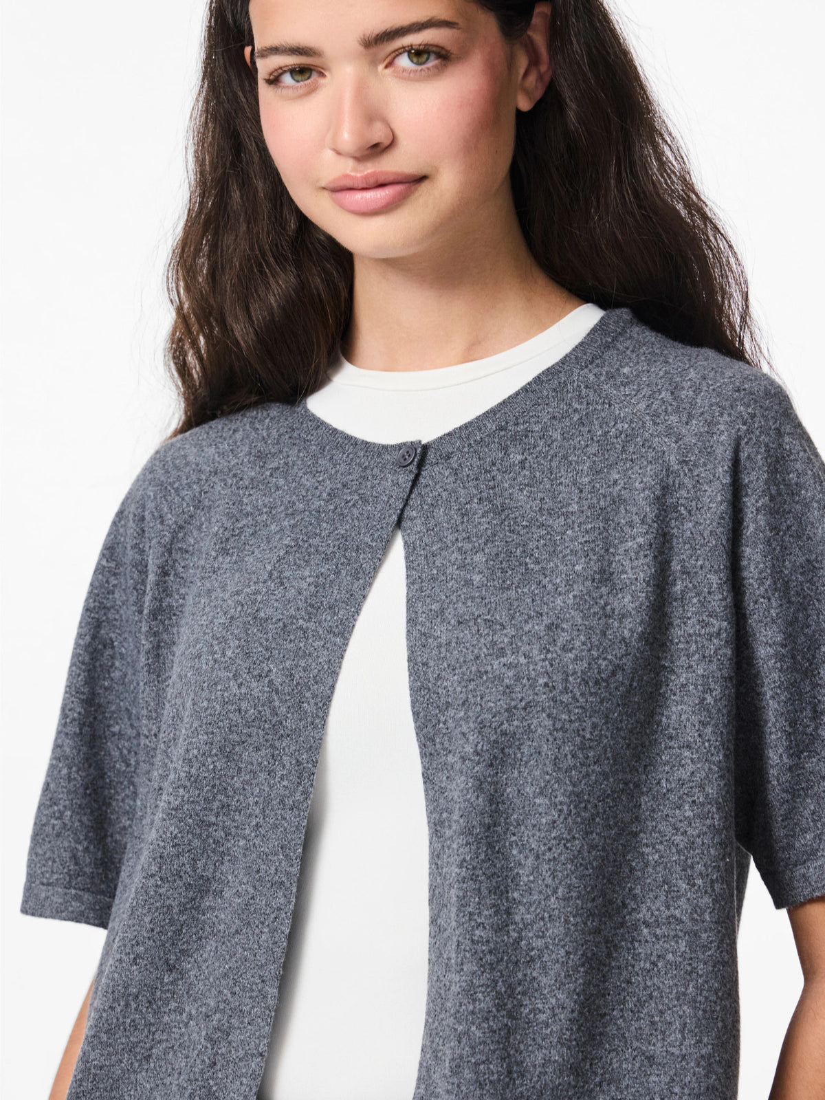 PIECES Dark Grey Melange Striktrøje - 17158717