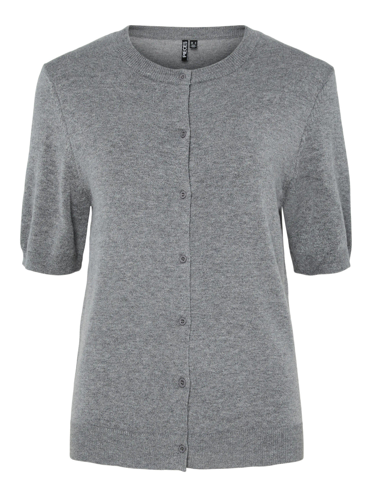 Medium Grey Melange Striktrøje fra PIECES - 17162045
