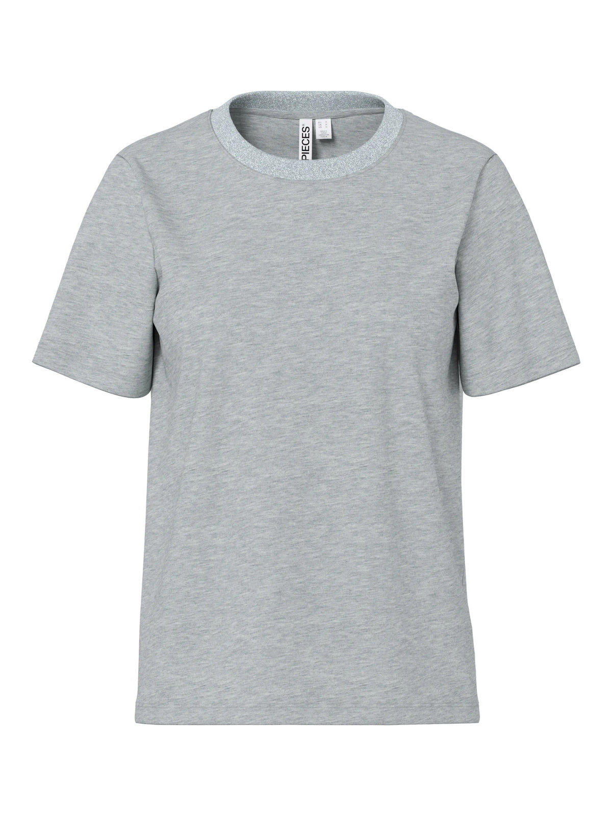 Light Grey Melange LUREX RIB Bluse fra PIECES - 17164946
