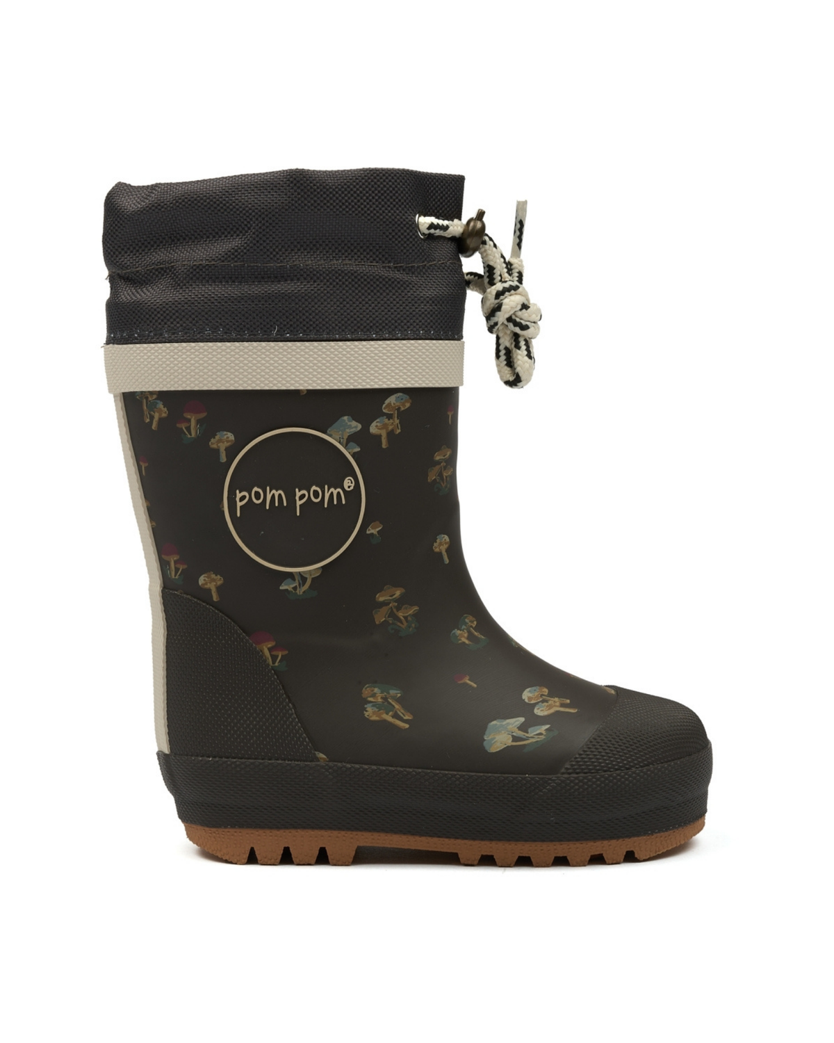 Mørkebrun - Fungi - Pom Pom - Gummistøvle med for - PM1102