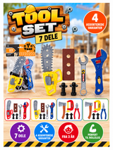 Værktøjssæt til børn – 7 dele, 4 assorterede varianter