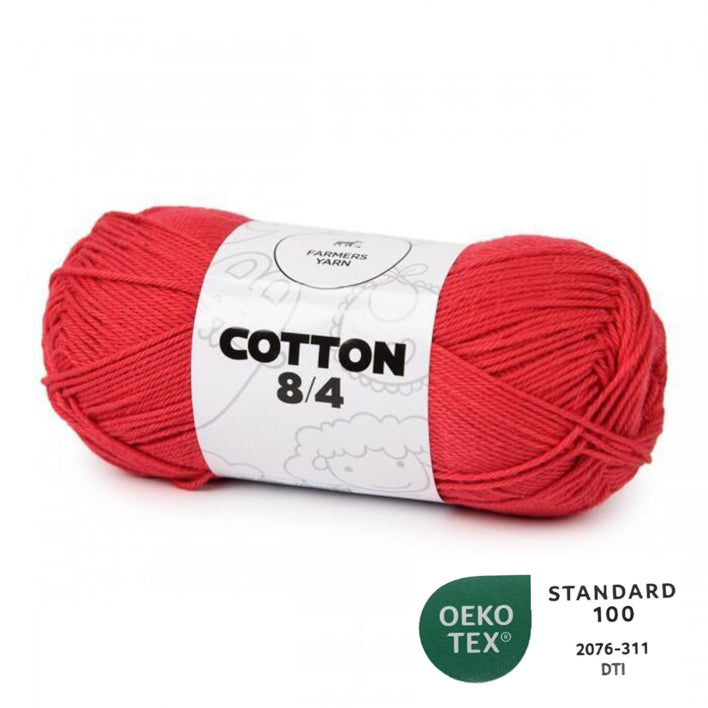 Bomuld garn Farmers Yarn fv. 78 Koral Rød 8/4 50 g - OEKO TEX 100
