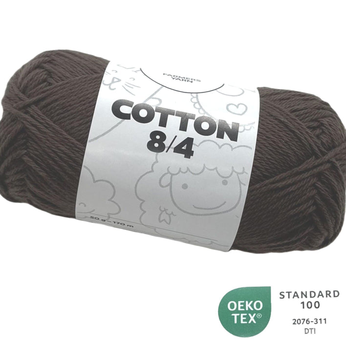 Bomuld garn Farmers Yarn fv. 83 Brun 8/4 50 g - OEKO TEX 100