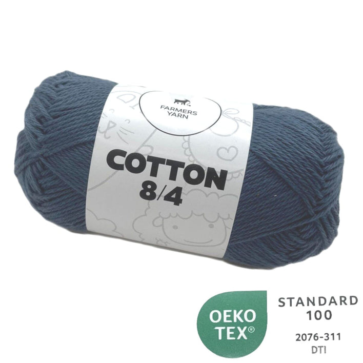 Cotton yarn Farmers Yarn color 88 Dusty dark blue 8/4 50 g - OEKO TEX 100