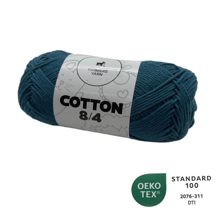 Bomuld garn Farmers Yarn fv. 91 Stål blå 8/4 50 g - OEKO TEX 100