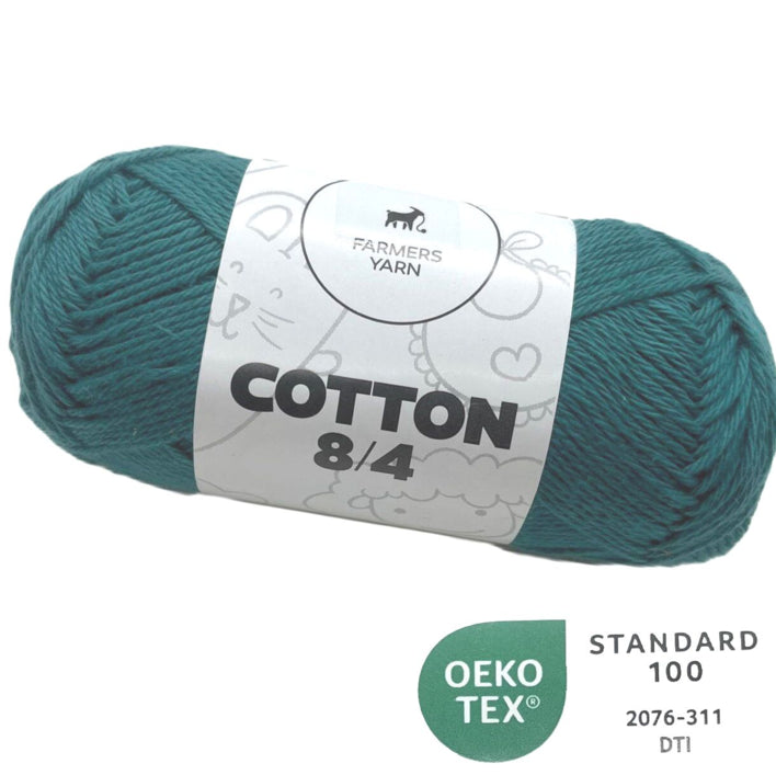 Cotton yarn Farmers Yarn color 92 Petroliums green 8/4 50 g - OEKO TEX 100
