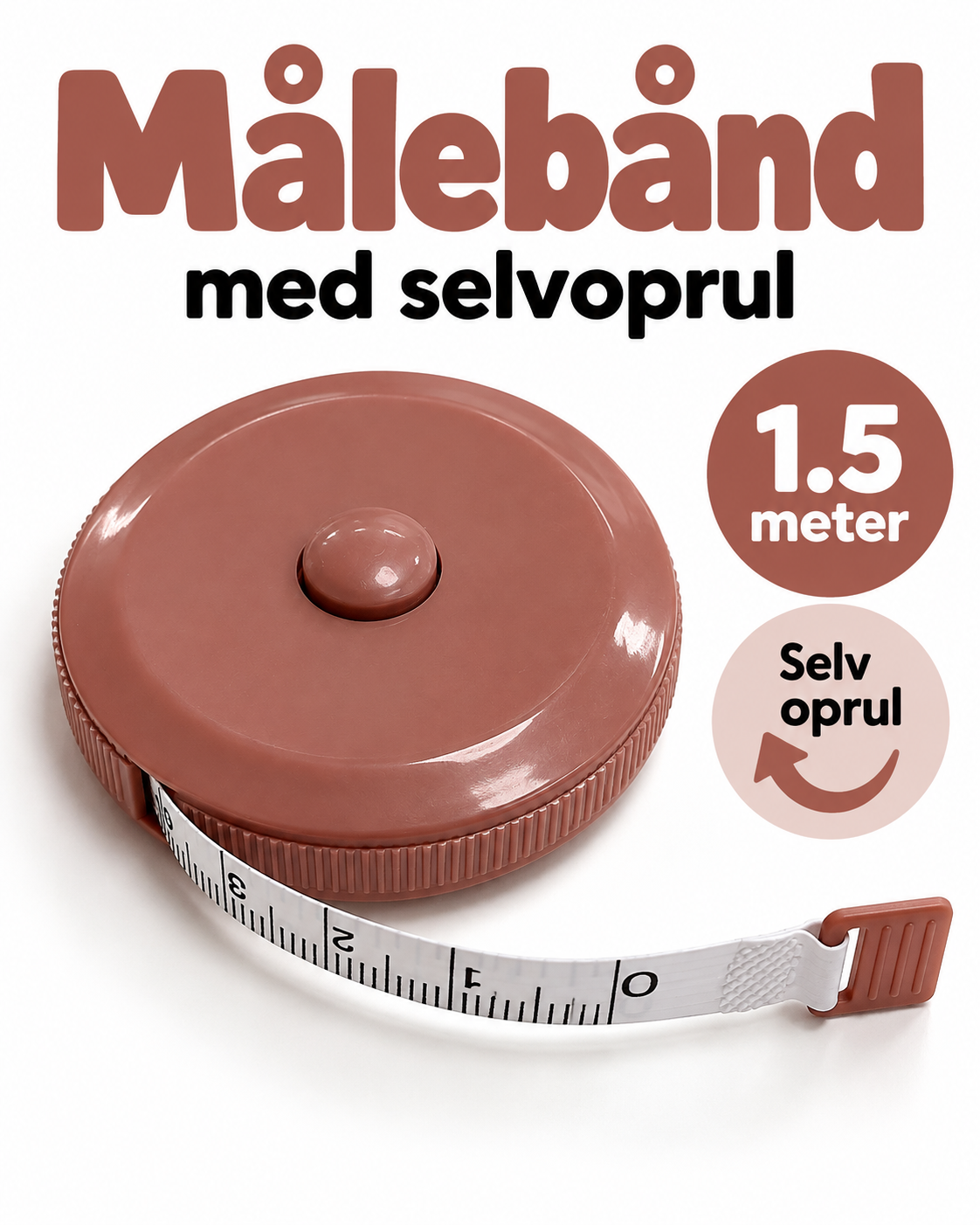 Målebånd med selvoprul – 1,5 meter