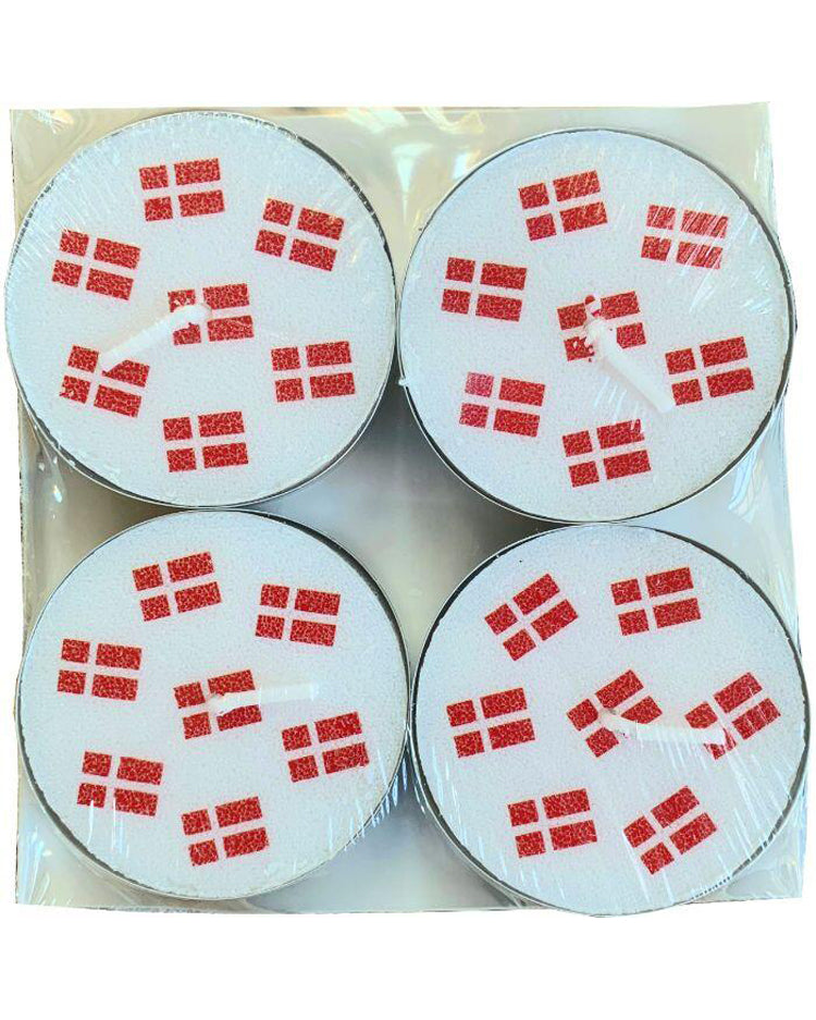 Fyrfadslys 6x2cm. 4 pk med Dannebrog
