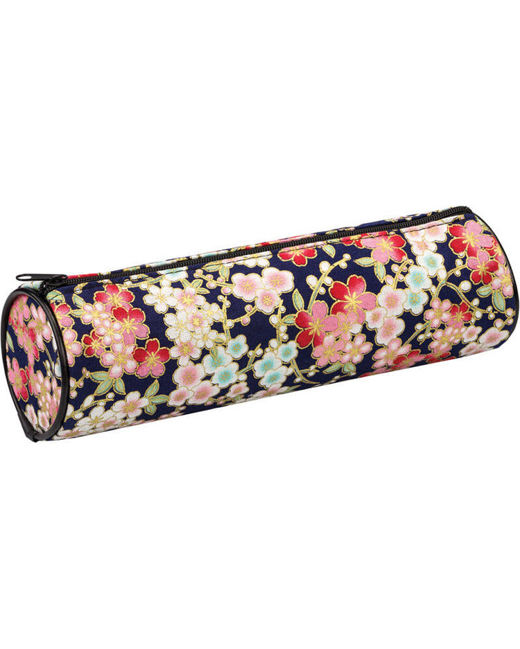 Penalhus rund med blomster 21x6 cm