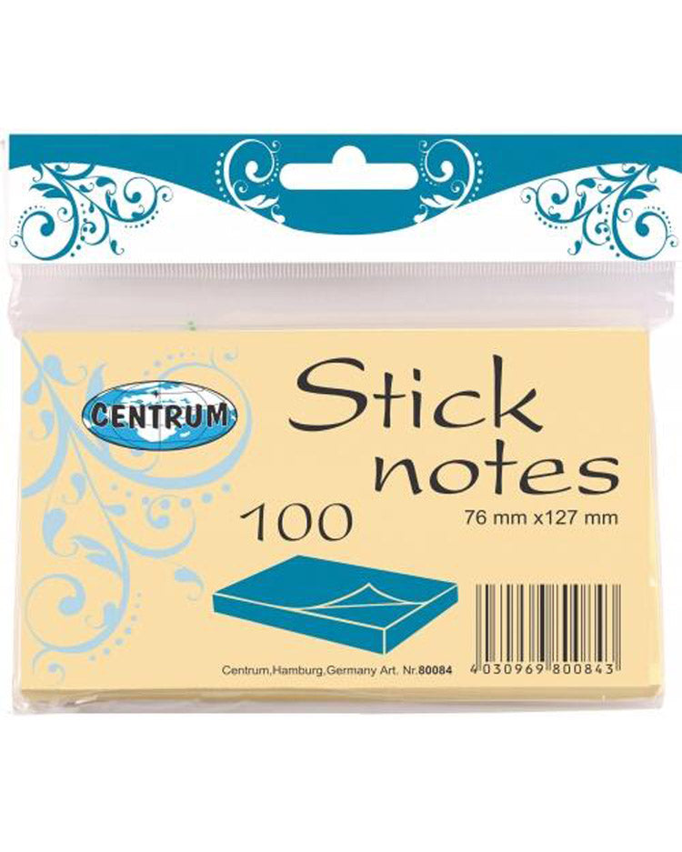 Sticknotes 70x125 mm 100 ark pastelgul