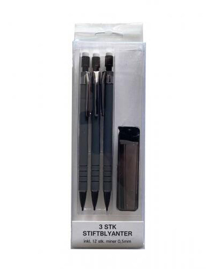 Stift blyanter 3 stk inkl. 12stk stifter