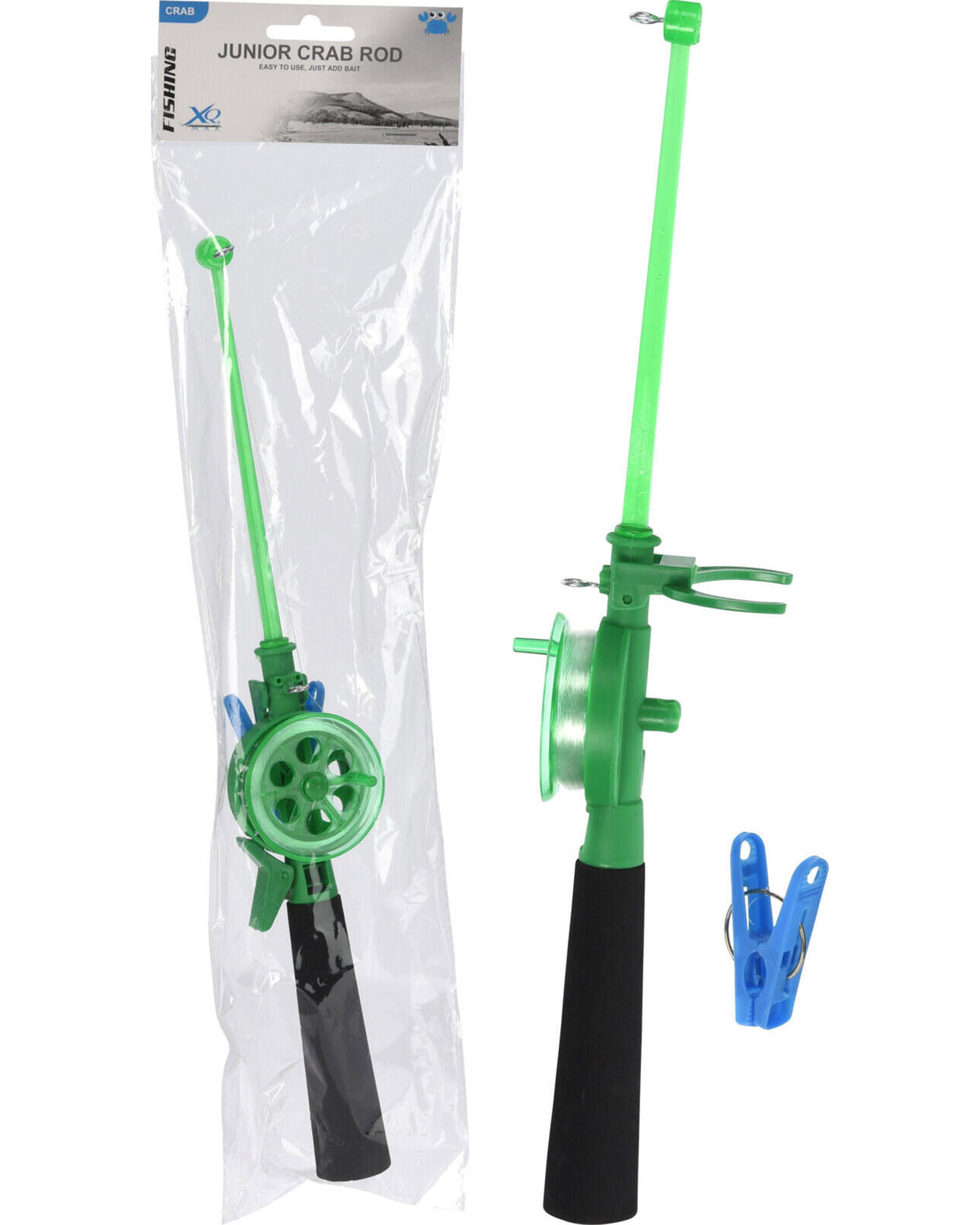 Crab fishing rod with clamp