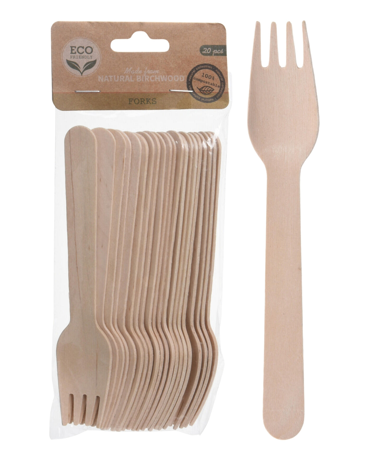 Wooden fork 20 pcs