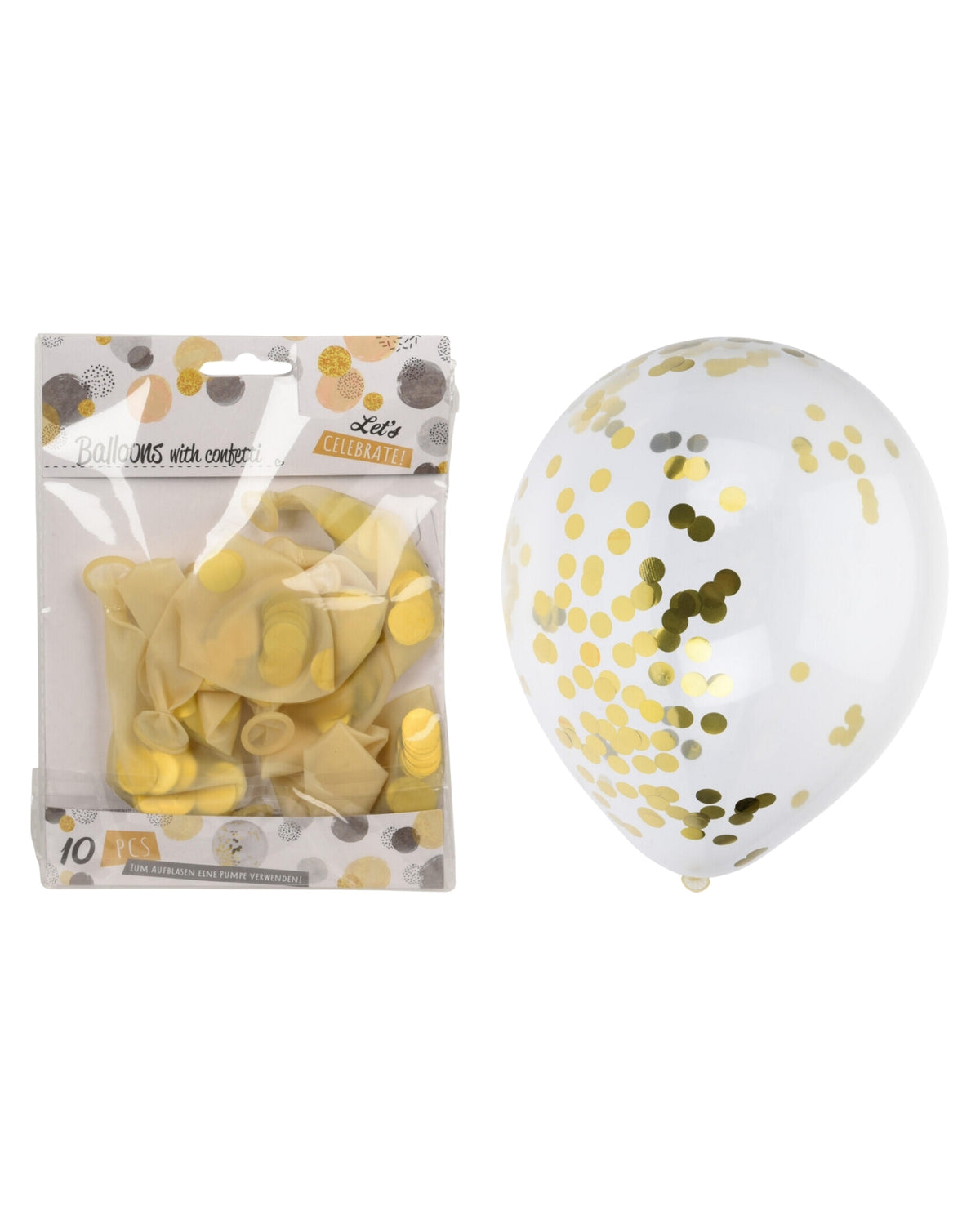 Balloons with gold confetti 10pcs