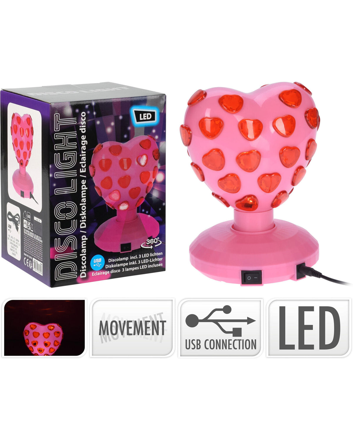 Lamp heart light in pink - For USB