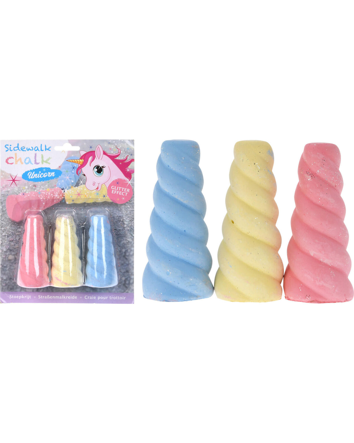 Street chalk 3 pcs. like unicorn horn