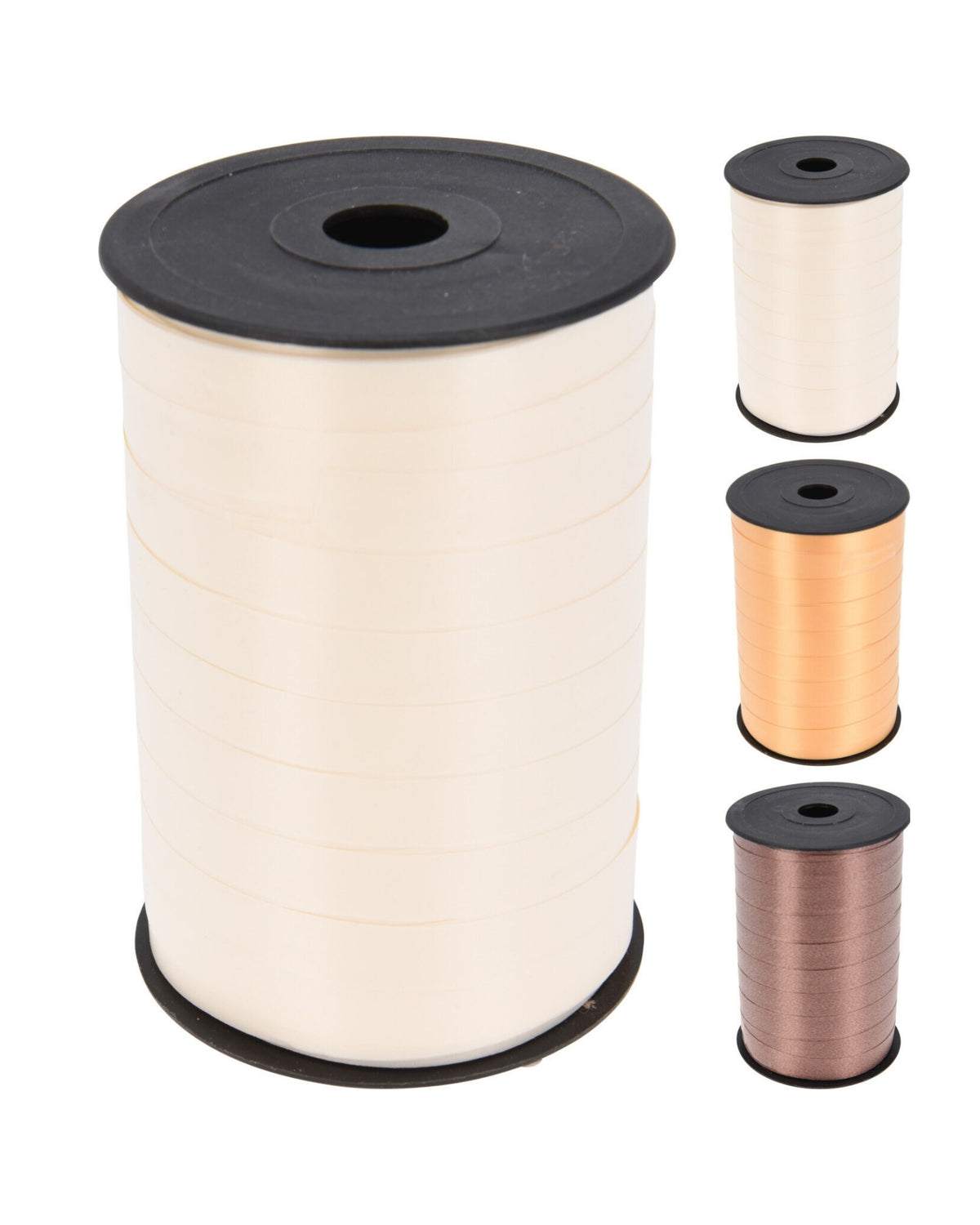 Gift ribbon 1cmx150m 1 roll - Cream, orange, brown