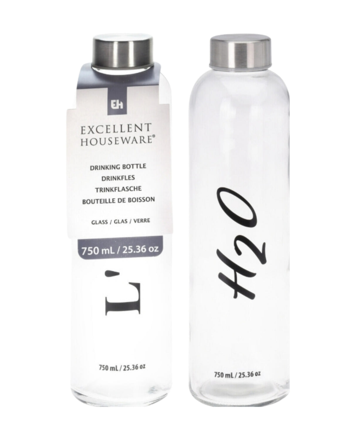 Drikkeflaske 750ml i glas