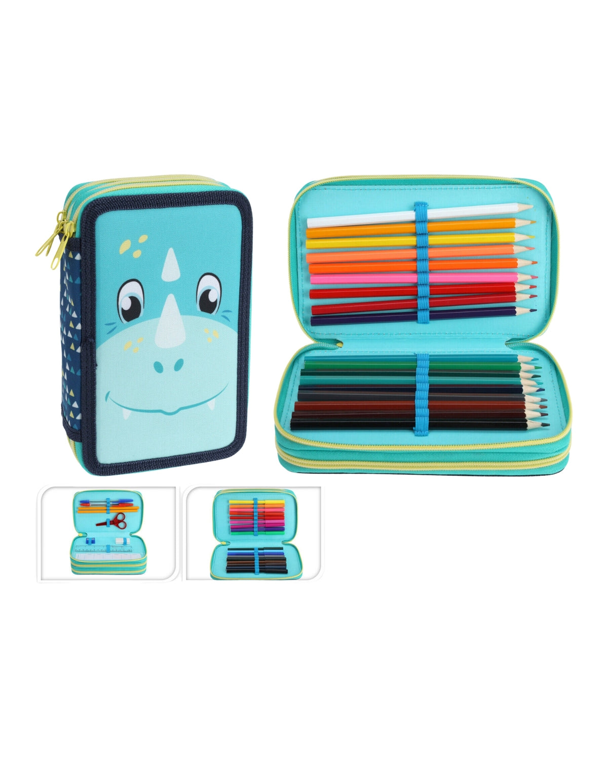 Pencil case 12x6x19.50cm - Blue/green