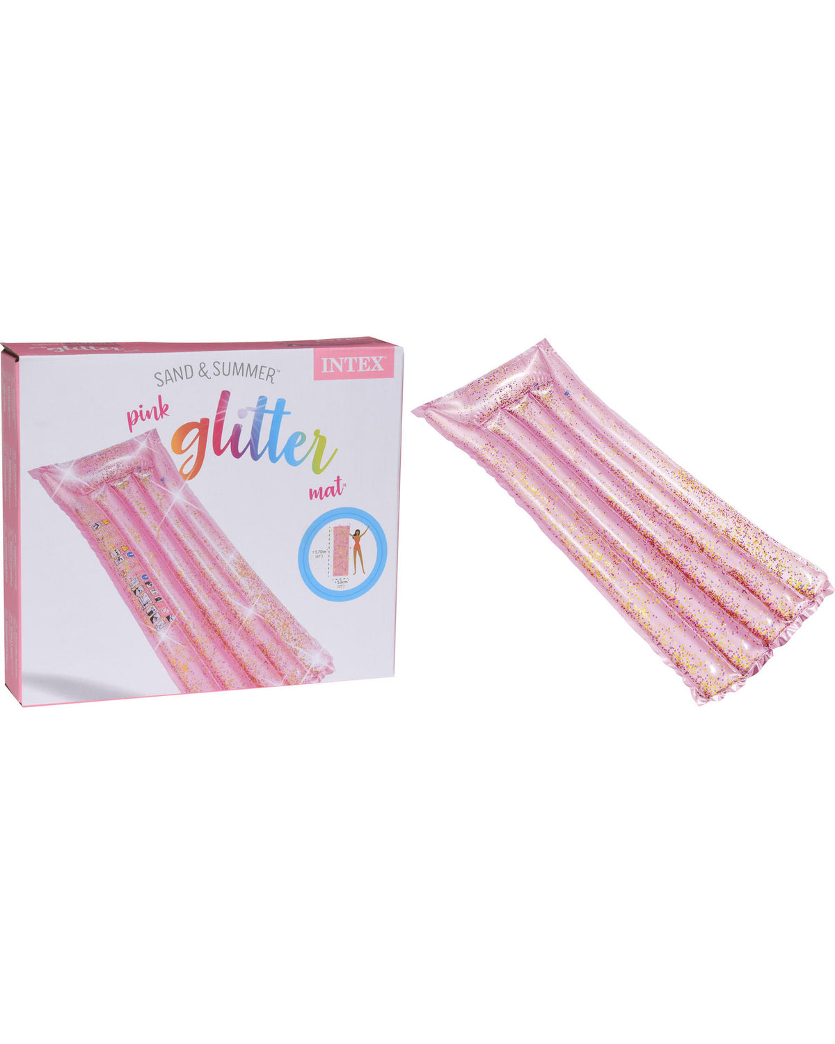 Bath air mattress 183x69cm w/glitter and transparent