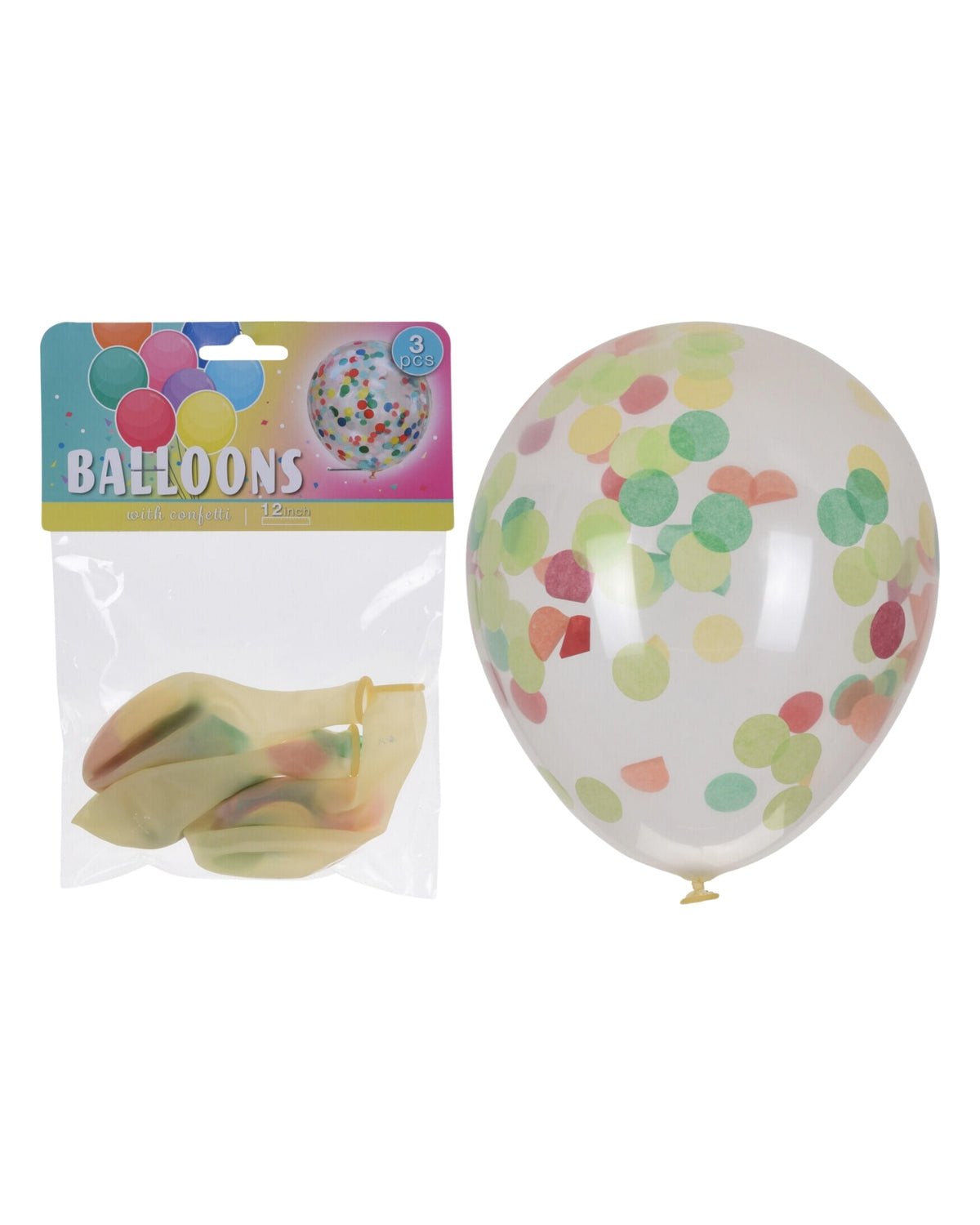 Balloner 3 stk med konfetti