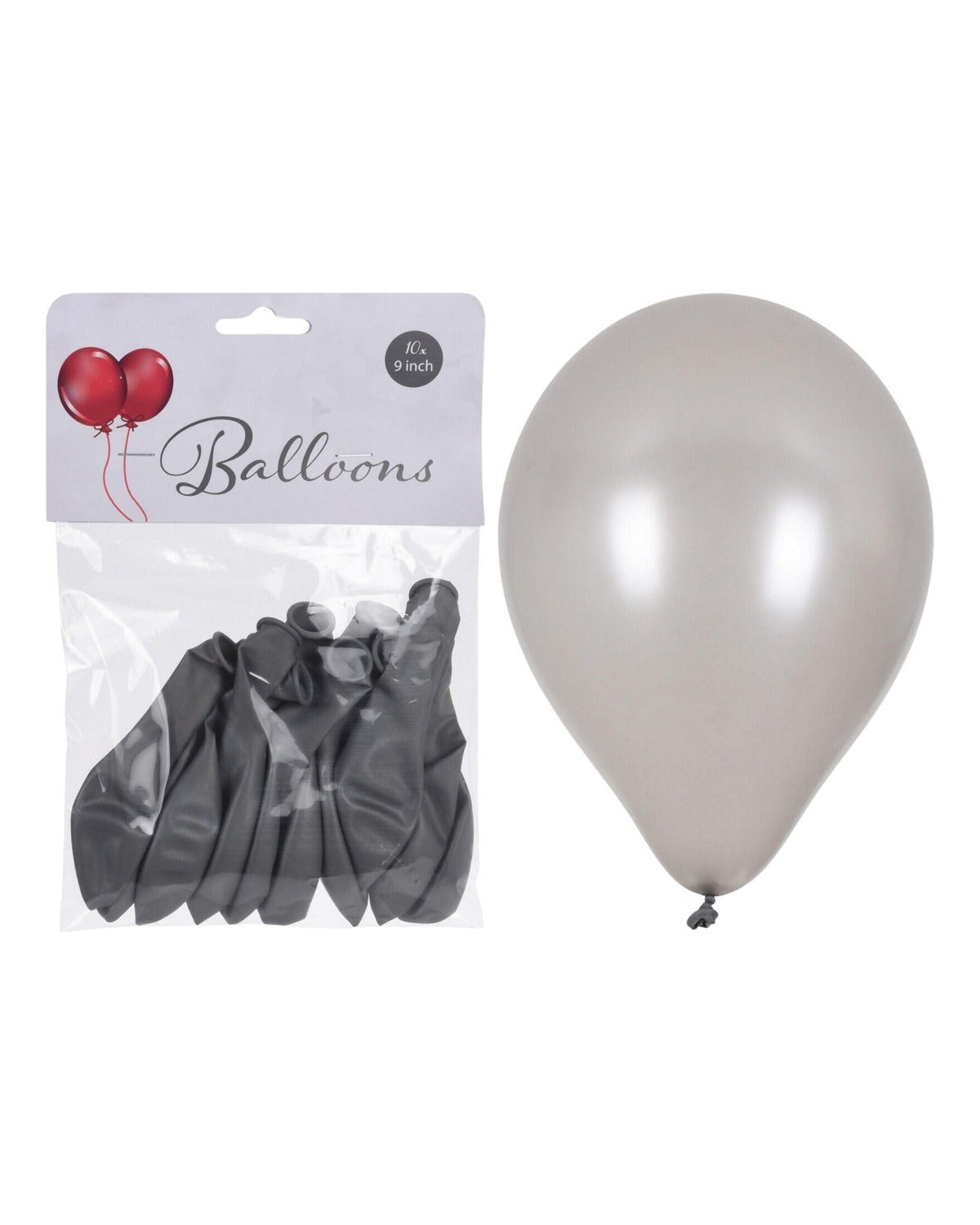 Balloner 10 stk sølv - 22cm