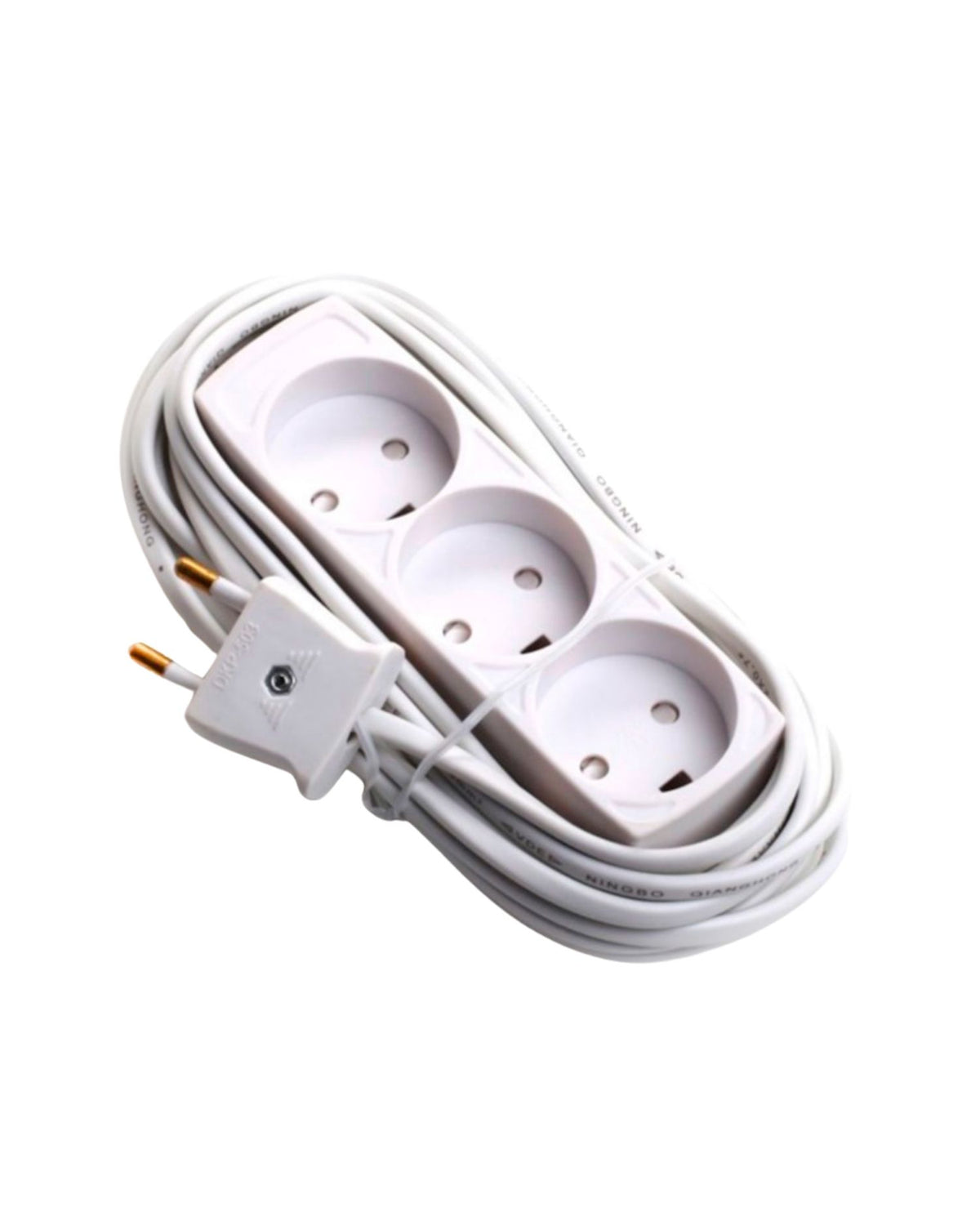 3-Socket 3 round with 5 meter cord - White
