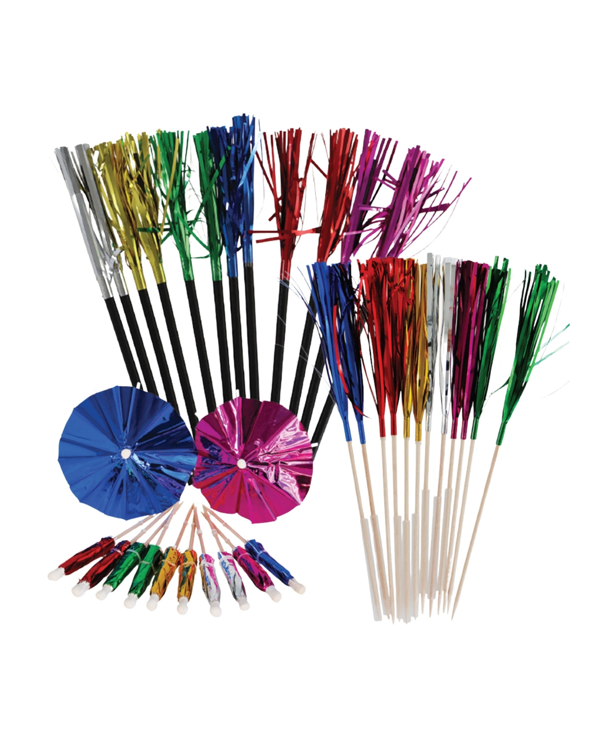 DRINK DECORATIONS - MULTICOLOR - PAPER, WOOD, FOIL - 1 PACK