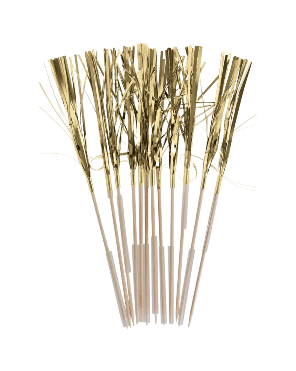 Pyntesticks 12 stk. træ med folie guld