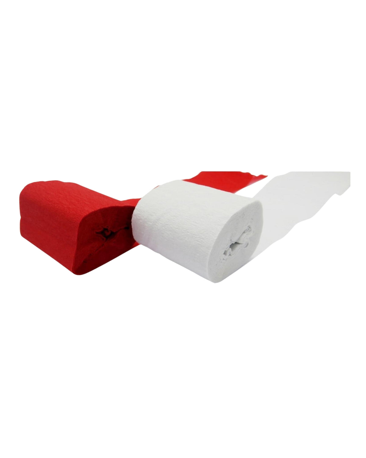 crepe paper in rolls white and red 10 M. PR. RL.