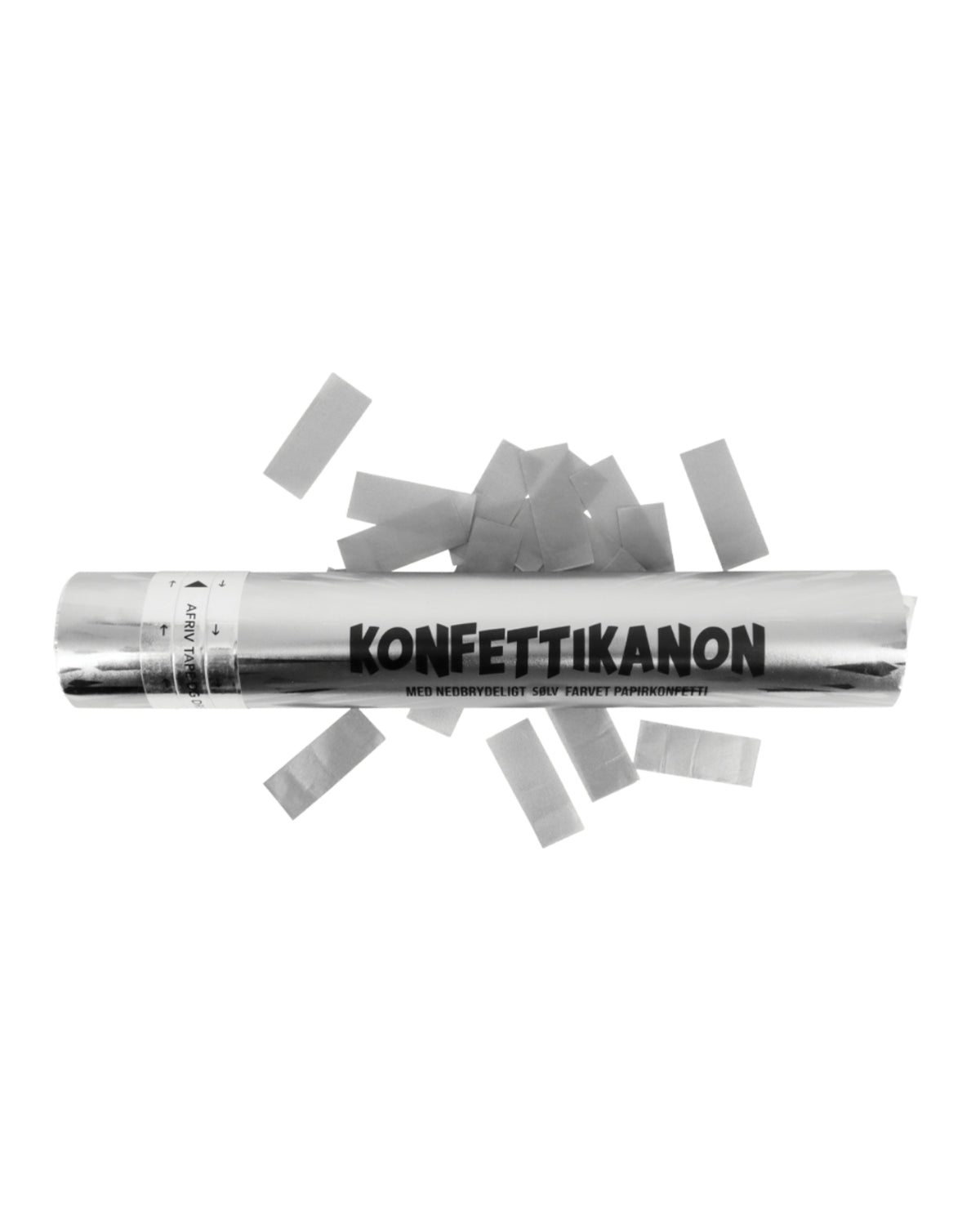 CONFETTY CANNON - SILVER - 5 X 30 CM - PAPER, FOIL, STEEL, TISSUE PAPER - 1 PC.