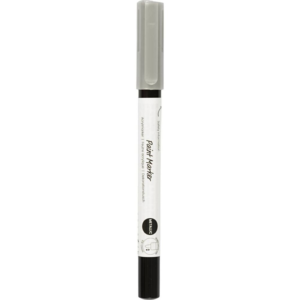 Dekorationstusch, metallic, streg 0,9-1,3 mm, sølv